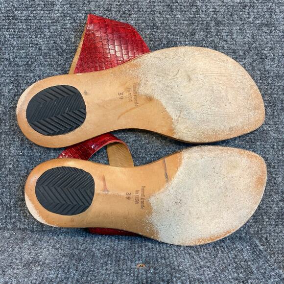 Cydwoq Hillary Thong Women Cydwoq Hillary Red Crocodile Embossed Leather Handmade Thong Sandals 39 US 9